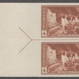 Scott# 759 "MESA VERDE-NAT'L PARK" MNH MARGIN VERTICAL PAIR WITH HORIZ. ARROW CENTERLINE