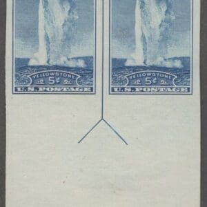 Scott# 760 "YELLOWSTONE-NAT'L PARK" MNH BOTTOM MARGIN PAIR WITH ARROW, NGAI