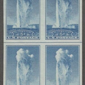 Scott# 760 "YELLOWSTONE-NAT'L PARK" MNH HORIZONTAL CENTERLINE BLOCK (4)