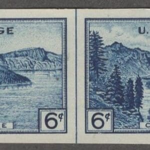 Scott# 761 "CRATER LAKE-NAT'L PARK" MNH HORIZONTAL PAIR WITH VERTICAL LINE