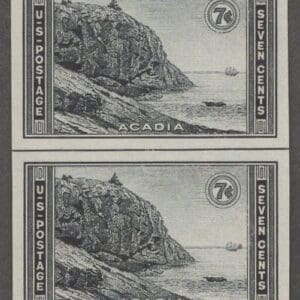 Scott# 762 "NATIONAL PARKS - ACADIA PARK" VERTICAL PAIR WITH CENTER LINE, MNH