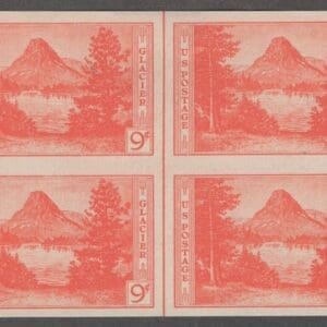 Scott# 764 "GLACIER PARK-NAT'L PARKS" MNH BLOCK (4) W/VERTICAL CENTERLINE