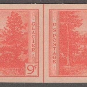 Scott# 764 "GLACIER PARK-NAT'L PARKS" MNH HORIZ. PAIR W/VERTICAL CENTERLINE