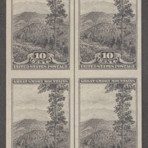 Scott# 765 "GREAT SMOKY MOUNTAINS" MNH HORIZONTAL CENTERLINE BLOCK (4)