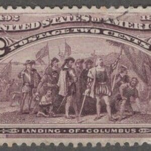 Scott# 231 "COLUMBIAN" USED, BROKEN FRAMELINE VARIETY, LIGHT CANCEL