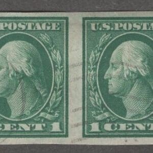 Scott# 481 "WASHINGTON" USED FLAT PLATE IMPERF PAIR, LITE CDS & FLAG CANCELS