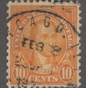 Scott# 591 "MONROE" USED, CHICAGO CDS CANCEL, VERY NICELY CENTERED