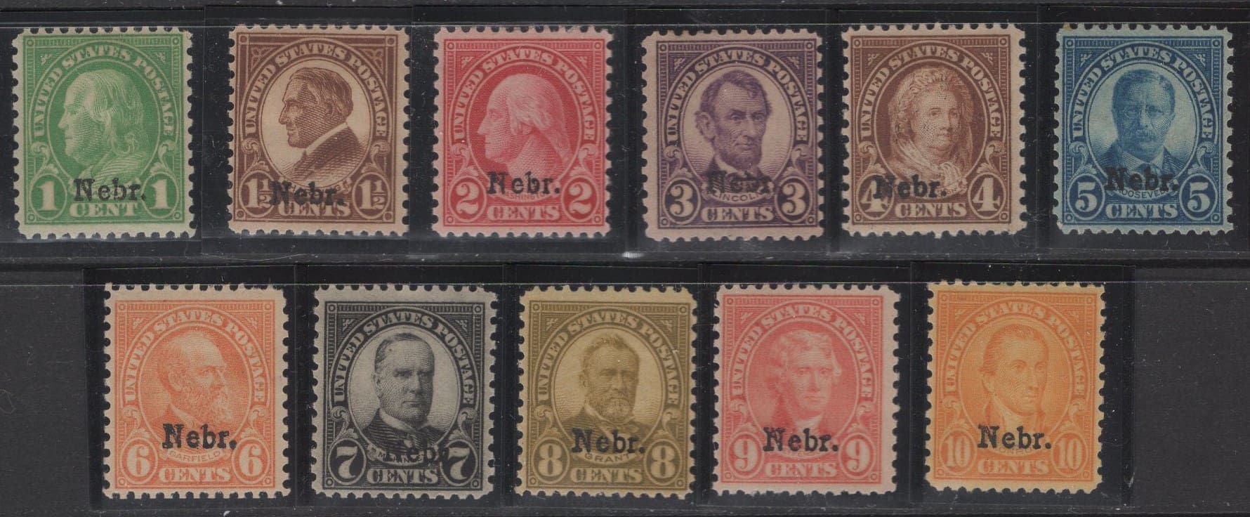 Scott# 669-679 "NEBRASKA OVERPRINTS SET" MH/MPH SINGLES SET (11)
