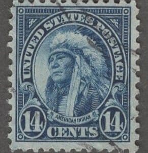 Scott# 695 "AMERICAN INDIAN" USED ROTARY PRESS PERF 11x10½