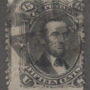 Scott# 77 "LINCOLN" 1ST MOURNING STAMP, NEGATIVE CROSSROADS CANCEL