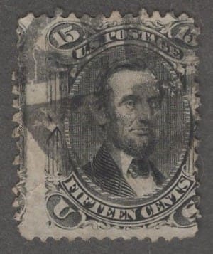 Scott# 77 "LINCOLN" 1ST MOURNING STAMP, NEGATIVE CROSSROADS CANCEL