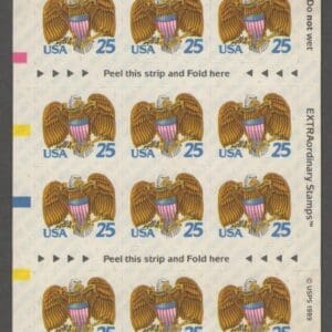 Scott# 2431a "EAGLE & SHIELD" UNFOLDED BOOKLET PANE (18) MNH, P# A1111