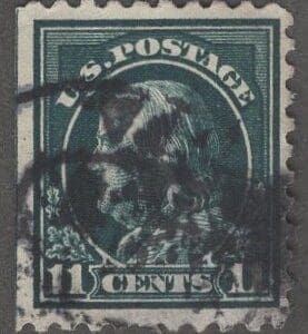 Scott# 473 "FRANKLIN" PERF 10, NO WMK, USED, PA DOUBLE OVAL CANCEL