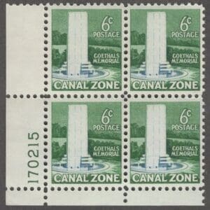 CANAL ZONE Scott# 158 "GOETHALS MEMORIAL" MNH PLATE BLOCK (4)