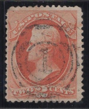 Scott# 183 "JACKSON" USED WITH A NUMERAL 1 BULLSEYE CANCEL