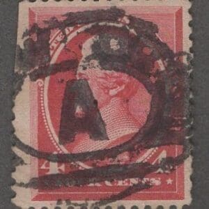 Scott# 215 "JACKSON" USED, LETTER "A" PARCEL CANCEL TRIMMED "B"