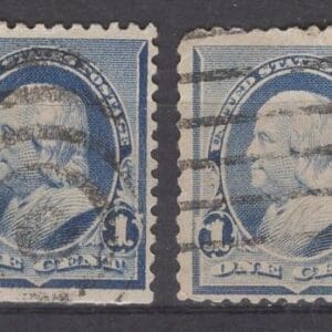 Scott # 219 "FRANKLIN" USED AMERICAN BANK NOTE, VARIOUS CANCELS