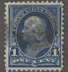 Scott# 264 "FRANKLIN" DLWMK, USED, BARELY CANCELLED * SEE DETAILS #