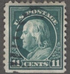 Scott# 473 "FRANKLIN" PERF 10, NO WMK, USED, FACE FREE CANCEL