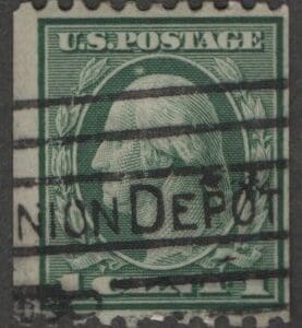 Scott# 486 "WASHINGTON" USED ROTARY COIL, UNION DEPOT BAR CANCEL