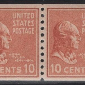 Scott# 847 "JOHN TYLER-PRESIDENTIAL SERIES" MNH COIL PAIR