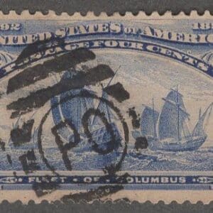 Scott # 233 "COLUMBIAN - FLEET of COLUMBUS" USED, DUPLEX CANCELS