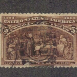 Scott# 234 "COLUMBIAN - SOLICITING AID" USED, NUMERAL 12 DUPLEX
