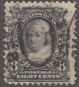 Scott # 306 "MARTHA WASHINGTON" USED, MASS. DOUBLE OVAL CANCEL