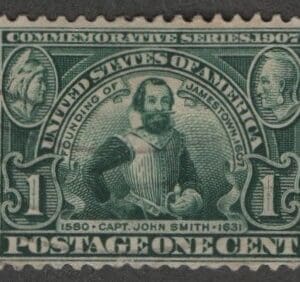 Scott# 328 "JAMESTOWN EXPO-JOHN SMITH" USED, LITE CANCEL