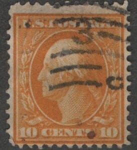 Scott# 338 "WASHINGTON" USED, NUMERAL 3 DUPLEX CANCEL