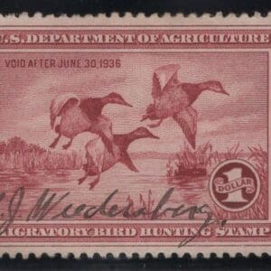 Scott# RW2 "DUCK STAMP" 1935 "CANVASBACKS" USED, NICELY CENTERED