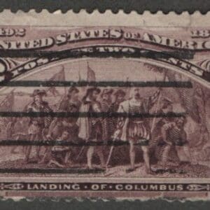 Scott# 231C COLUMBIAN-BROKEN HAT-BAR GRID CANCEL, NICELY CENTERED