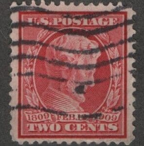 Scott# 367 "LINCOLN MEMORIAL ISSUE" FLAG CANCEL, NICELY CENTERED