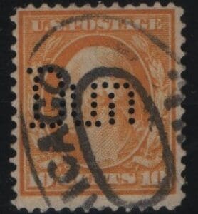 Scott# 381 "WASHINGTON" USED, CHICAGO DBL OVAL & D122 "B+" PERFIN