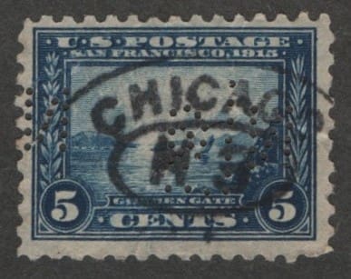 Scott# 403 "PANAMA PACIFIC" USED, CHICAGO DBL OVAL & G106 PERFIN