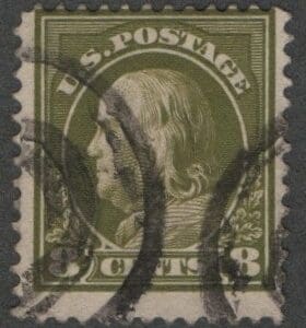 Scott# 414 "FRANKLIN" USED WITH A BLIND DOUBLE OVAL CANCEL