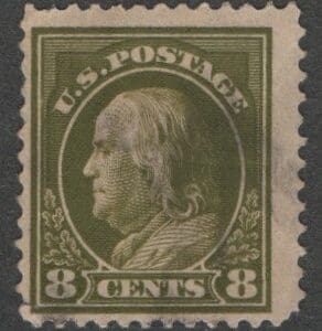 Scott# 414 "FRANKLIN" USED WITH A LITE FACE FREE CANCEL