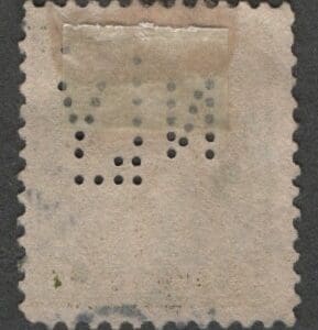 Alternative view of Scott# 414 "FRANKLIN" USED WITH N113 PERFIN NY LIFE INSURANCE CO.