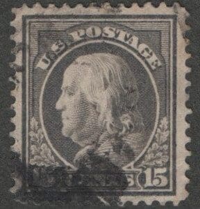 Scott# 418 "FRANKLIN" USED PERF 12, SLWMK, OBLITERATION CANCEL