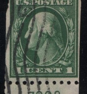 Scott# 424 WASHINGTON USED, P# SINGLE, FLAG CANCEL *SEE DETAILS*