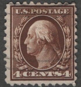 Scott# 426 WASHINGTON USED FLAT PLATE, PERF 10 SLWMK, LITE CANCEL
