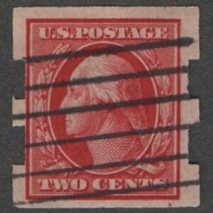 Scott# 384 "WASHINGTON" USED, SCHERMACK TYPE III, BAR GRID CANCEL