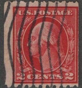 Scott# 442 "WASHINGTON" USED FLAT PLATE PERF 10 COIL, FLAG CANCEL