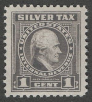Scott# RG58 "SILVER TAX" MNH SINGLE, VERY NICELY CENTERED