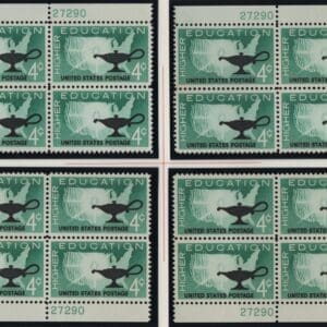 Scott# 1206 "HIGHER EDUCATION" MNH MATCHED PLATE BLOCKS (4) P# 27295/90