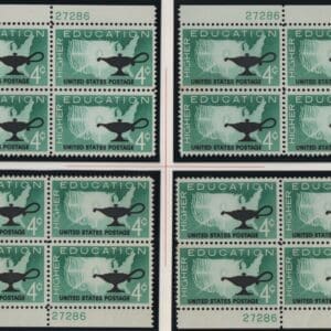 Scott# 1206 "HIGHER EDUCATION" MNH MATCHED PLATE BLOCKS (4) P# 27289/86