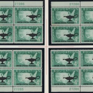 Scott# 1206 "HIGHER EDUCATION" MNH MATCHED PLATE BLOCKS (4) P# 27295/86