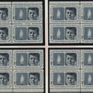 Scott# 1246 JOHN F KENNEDY MNH MATCHED PLATE BLOCKS (4) P# 27801