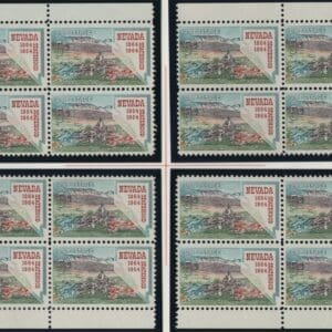 Scott# 1248 NEVADA STATEHOOD MNH MATCHED PLATE BLOCKS (4) P#27785