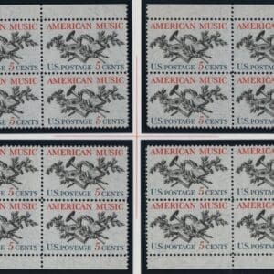 Scott# 1252 AMERICAN MUSIC MNH MATCHED PLATE BLOCKS (4) P# 27846
